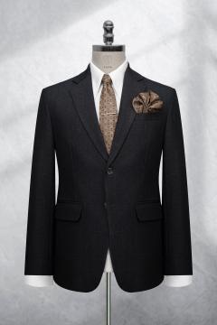 Bộ Suit Đen Kẻ Sọc Xước Trắng Classic Fit TGS398